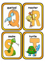 English Worksheet: Alphabet Flashcards with Animals