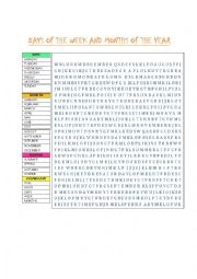 English Worksheet: DAYS AND MONTHS ACTIVITY