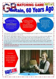 English Worksheet: GREAT BRITAIN, 60 YEARS AGO - A MATCHING GAME Through pictures - Ws divided in 3 parts (Part 2 of 3) with 28 PICTURES + 30 Instructions and 7 EXTRA exercises