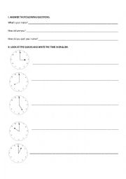 English Worksheet: The time and daily activities