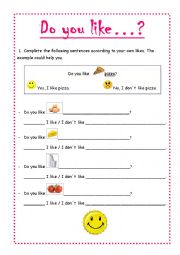 English Worksheet: Do you like?? FOOd