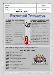 English Worksheet: Personal pronouns