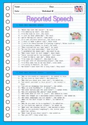 English Worksheet: REPORTED SPEECH