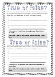 English Worksheet: True or false ?