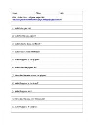 English Worksheet: Video observation, questions and story writing.