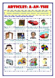 English Worksheet: definite and indefinite articles