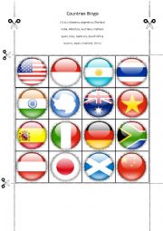 English Worksheet: Countries Bingo Part Fourteen