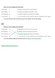 English Worksheet: BULLYING  ( activties to deal with the topic) 