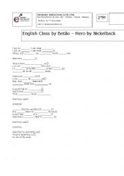 English Worksheet: HERO by Nickelback