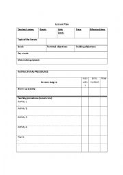 English Worksheet: Lesson Plan Template