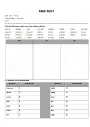 English Worksheet: simple past verbs regular and irregular