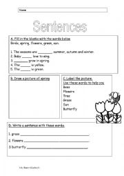 English Worksheet: Spring