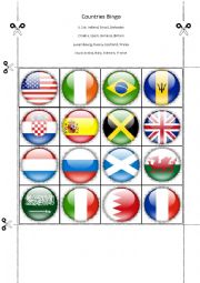 English Worksheet: Countries Bingo Part Eighteen