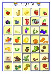 English Worksheet: FRUITS