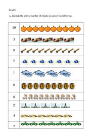 English Worksheet: numbers 1 - 10