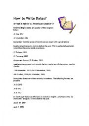 English Worksheet: How to Write Dates?