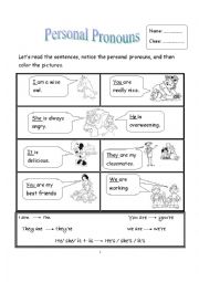 English Worksheet: personal pronouns