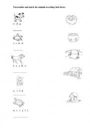 match animals and trheir houses 