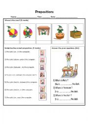 English Worksheet: prepositions