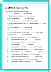 English Worksheet: Personal pronouns.