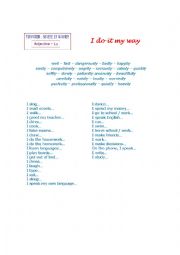 English Worksheet: I do it my way