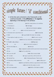 English Worksheet: Activity to differenciate between the  future and the conditional, with key
