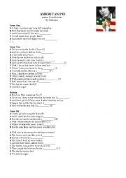 English Worksheet: Madonna - American Pie