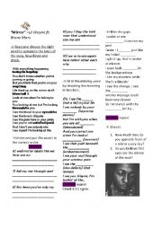 English Worksheet: Lil Wayne ft. Bruno Mars - Mirror