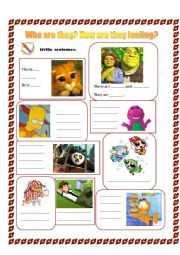 English Worksheet: HOW ARE THE CHARACTERS FEELING?