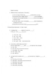 English Worksheet: English Activities