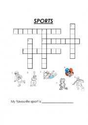 English Worksheet: elementary sports crossword, simple. 