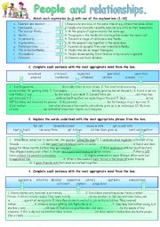 English Worksheet: People and relationships.