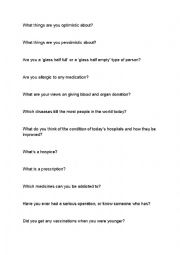 English Worksheet: sickness and health discussion