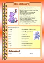 English Worksheet: MINI DICTIONARY