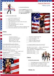 English Worksheet: Party In The U.S.A. - Miley Cyrus