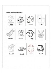 English Worksheet: supply the missing letter
