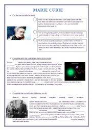 English Worksheet: Reading      -      Marie Curie