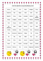 English Worksheet: Find the adjectives 