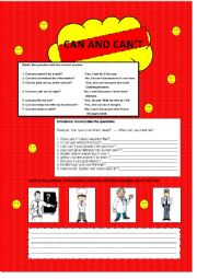 English Worksheet: Can and Cant