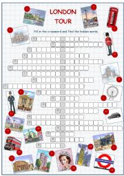 English Worksheet: London Tour Crossword Puzzle