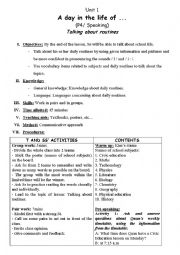 English Worksheet: lesson plan grade 10 - unit 1: speaking
