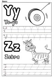 English Worksheet: Letters Y and Z