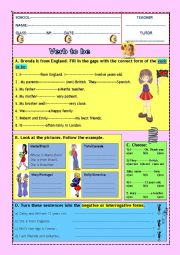 English Worksheet: Verb to be