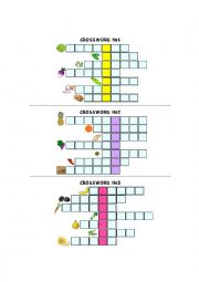 English Worksheet: Food Crosswords 1,2,3 - with KEY