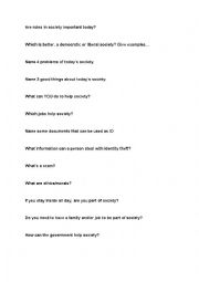 English Worksheet: society and identity theft intermediate discussion