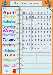 English Worksheet: Months of the year