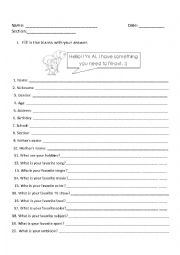 English Worksheet: Answering Basic Information