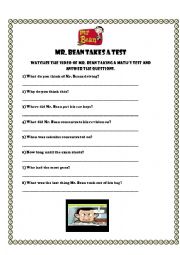 English Worksheet: Mr.Bean and the maths test