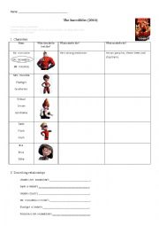 English Worksheet: The Incredibles