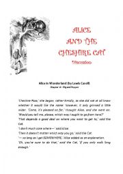 English Worksheet: Alice and the Cheshire Cat - Discussion  